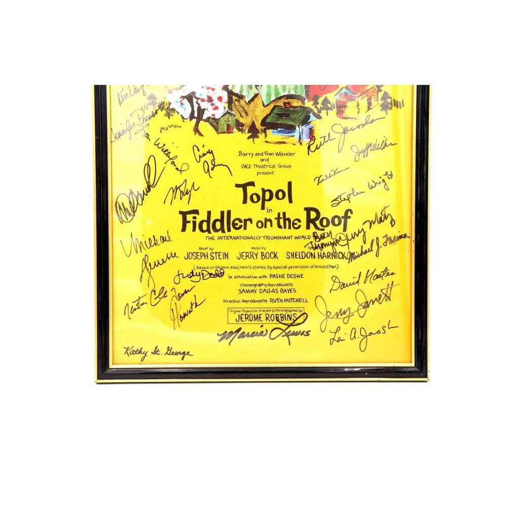 1990 Topol in Fiddler on the‎ Roof Framed Poster Signed Chaim Topol Orig Cast